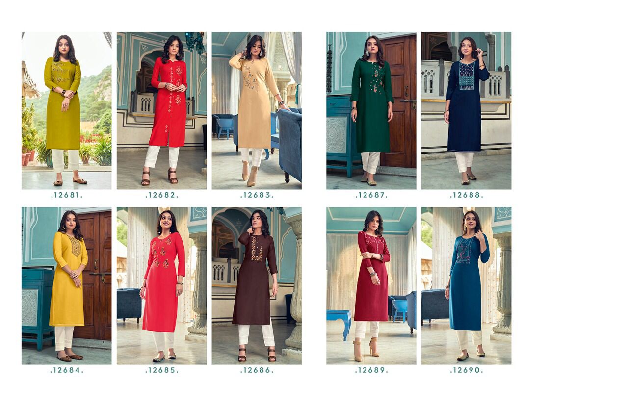 Kalaroop Lily 20 Fancy Wear Embroidery Ethnic Wear Designer Kurtis Collection
